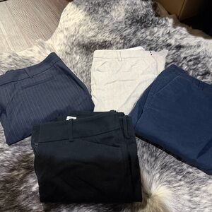 Set of Four Women Dress Pants - Black, Navy, Gray, and Pinstripe